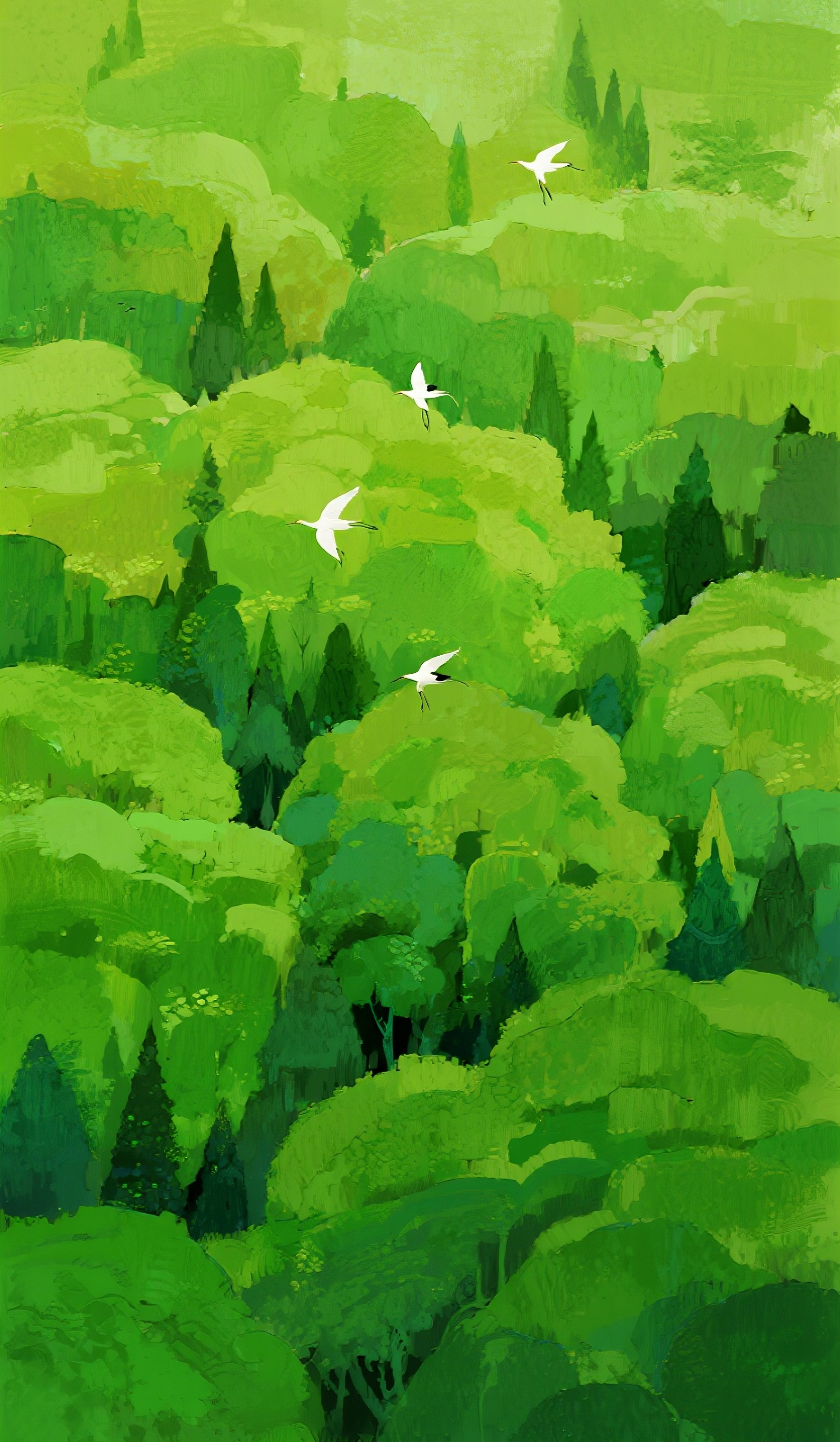 绿色树林插画图片素材