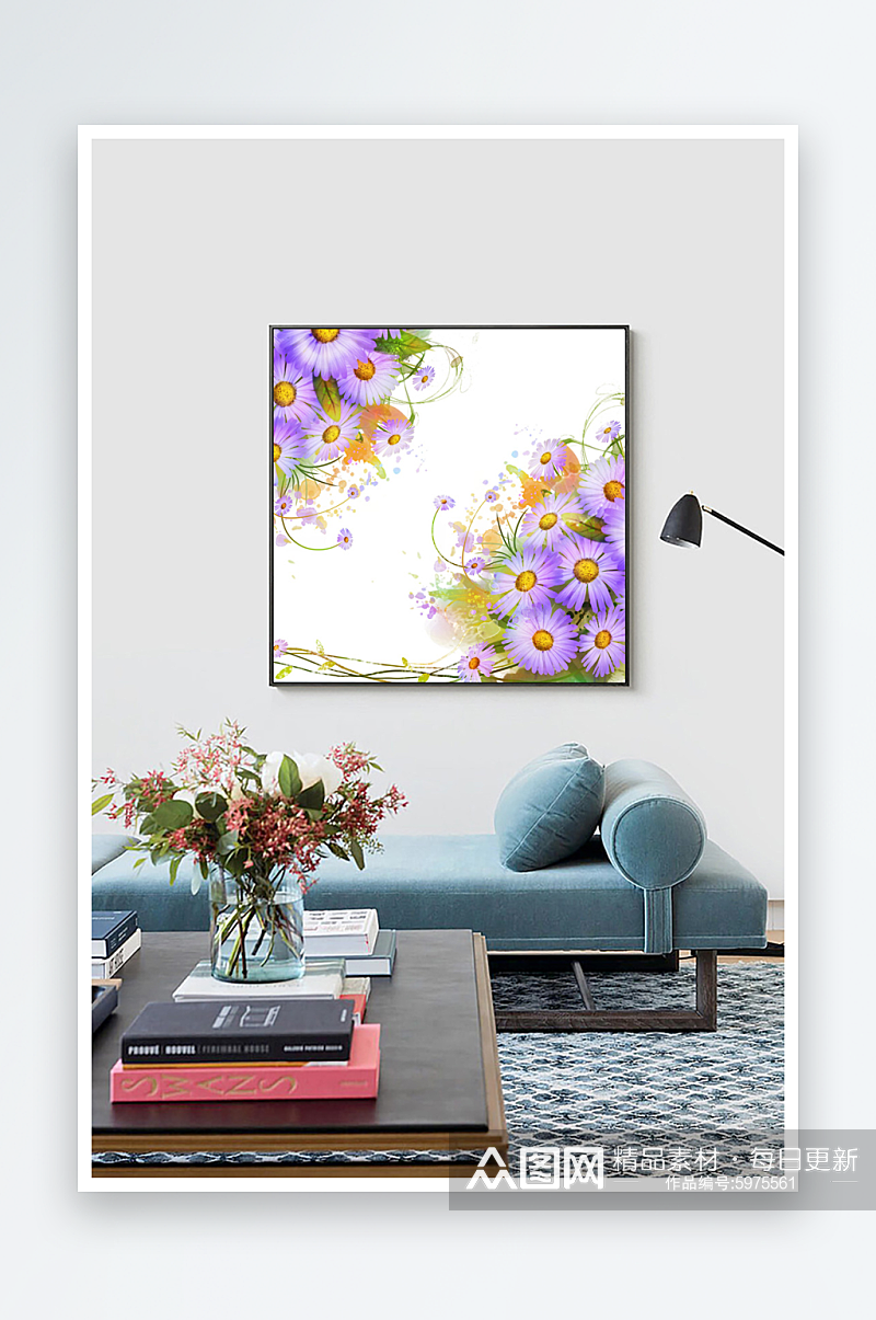 创意精美紫色植物花朵装饰画素材