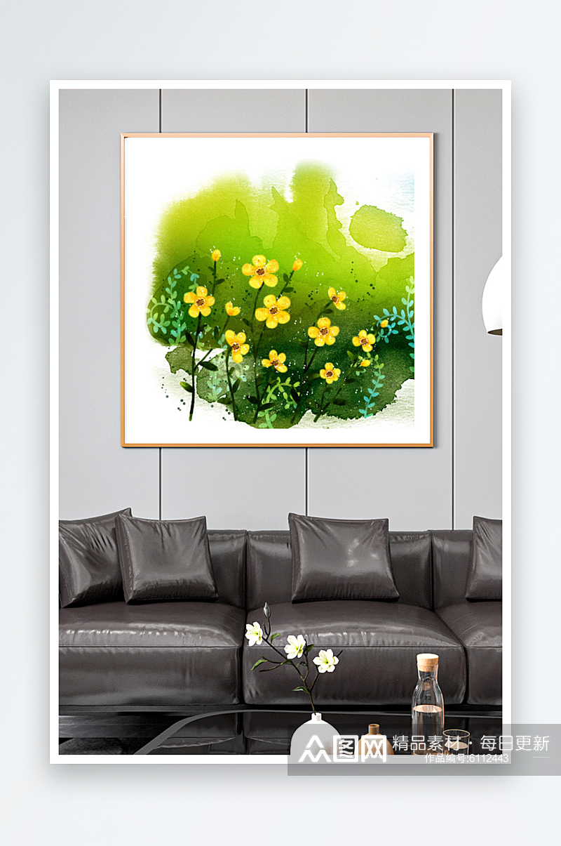 创意精致色彩绘画植物花朵装饰画素材
