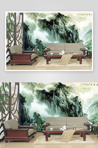中式高清风景画背景墙