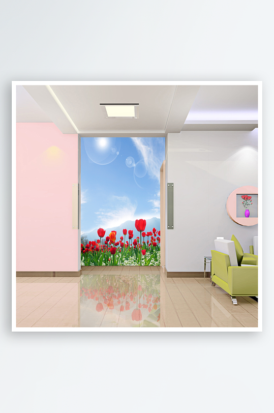 水彩花卉高清背景墙-众图网