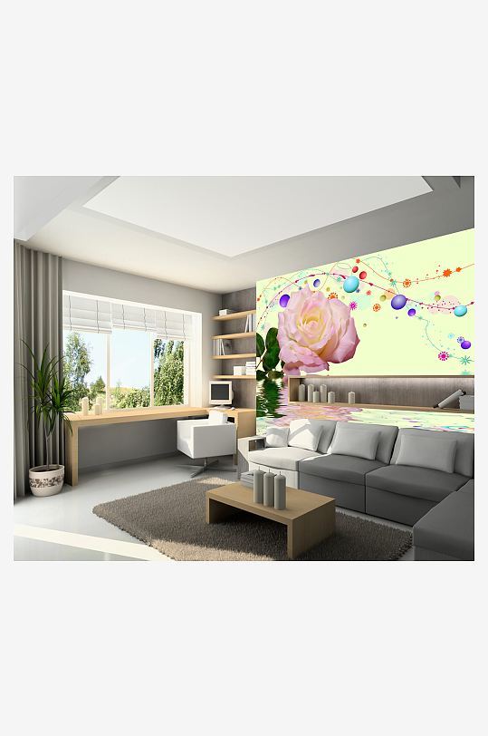 唯美花卉高清背景墙-众图网