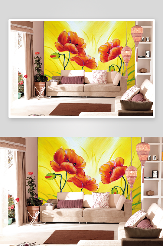 唯美花卉水彩高清背景墙-众图网