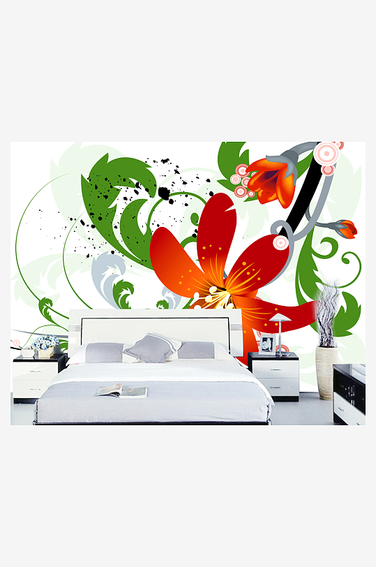 唯美花卉水彩高清背景墙-众图网