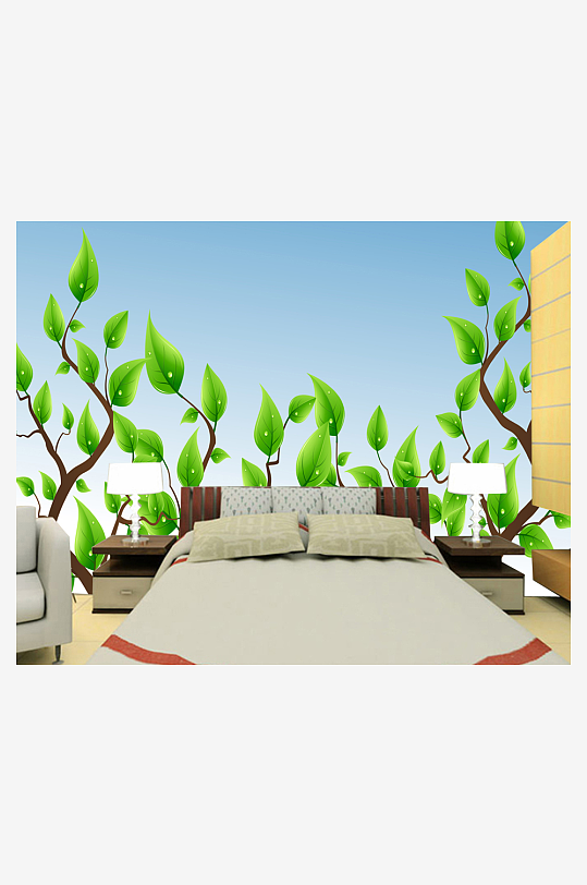 绿叶植物高清背景墙-众图网