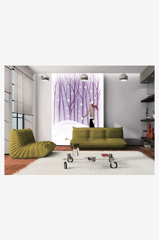 唯美树林高清背景墙-众图网