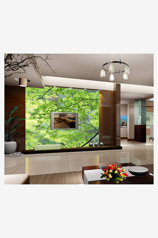 绿叶植物高清背景墙-众图网