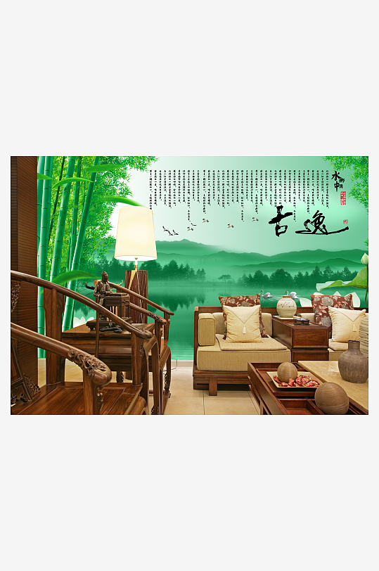 唯美竹林高清背景墙-众图网