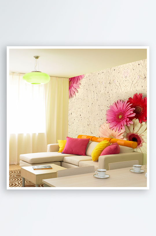 淡雅唯美花卉背景墙-众图网