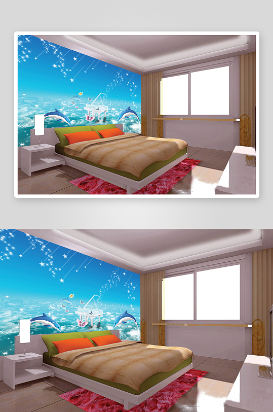 小清新唯美花卉风景画背景墙-众图网