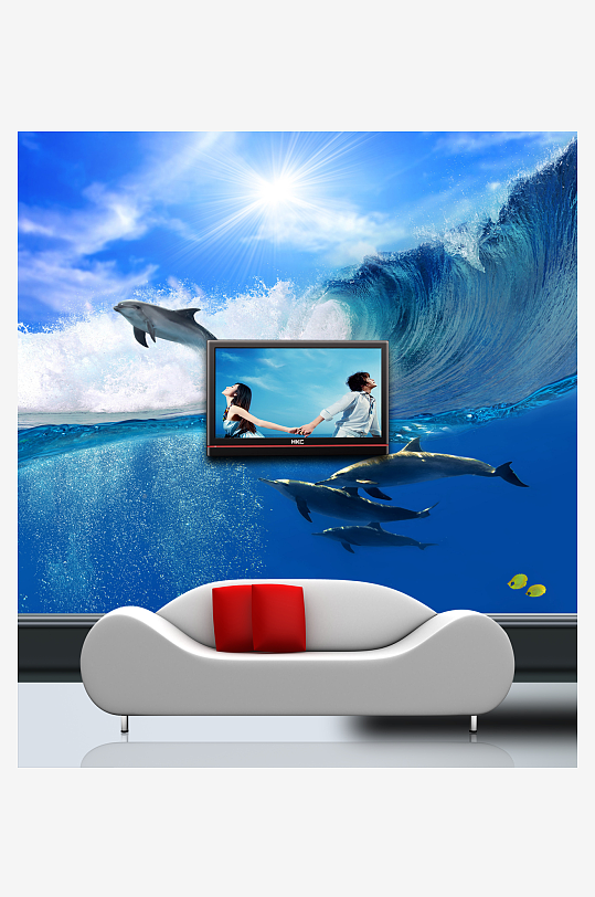 小清新唯美花卉风景画背景墙-众图网