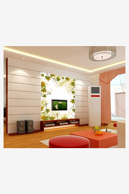 小清新唯美花卉风景画背景墙-众图网