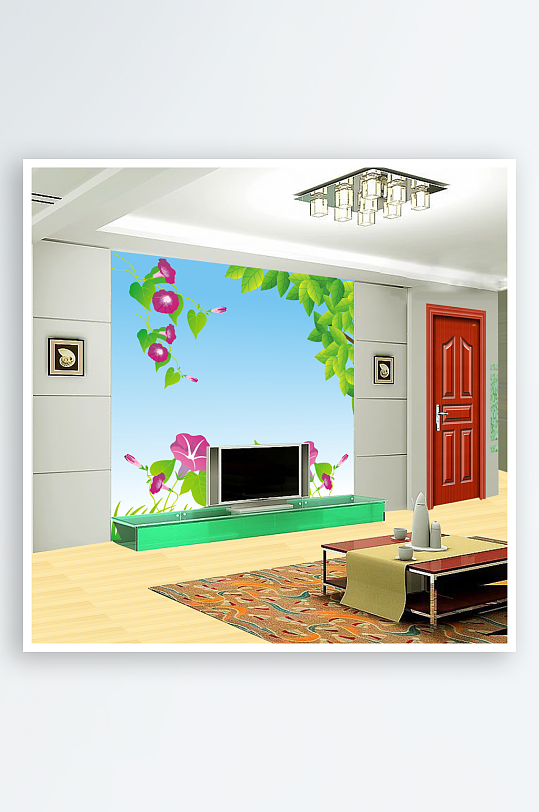 唯美风景画背景墙-众图网