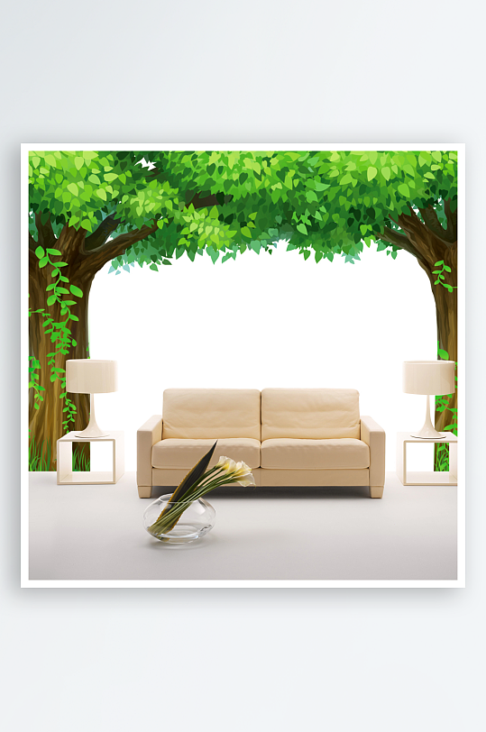 唯美风景画背景墙-众图网