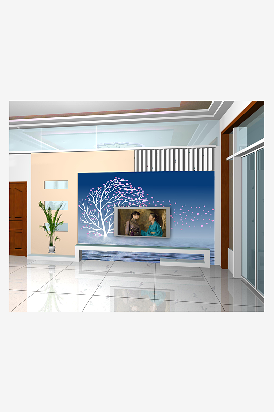 唯美风景画背景墙-众图网