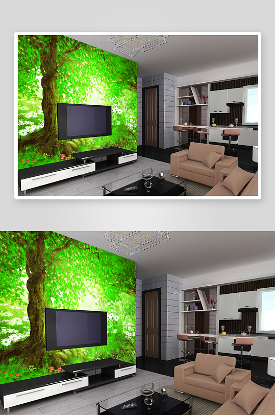 唯美风景画背景墙-众图网