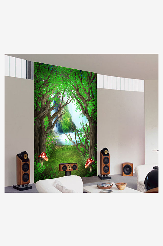 唯美风景画背景墙-众图网