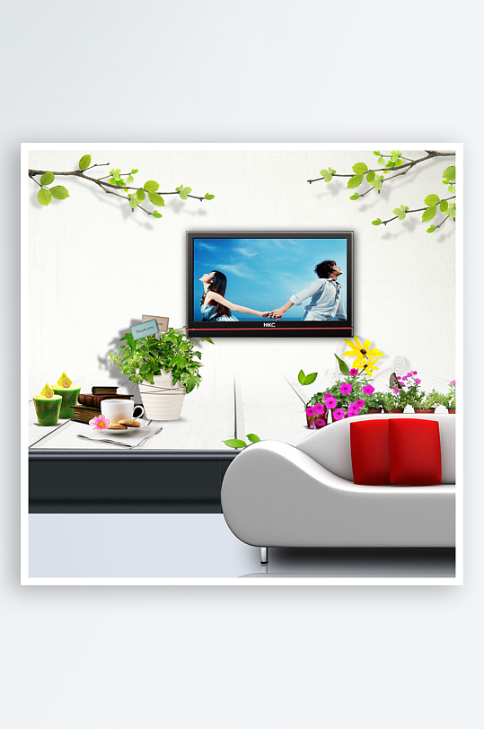 唯美风景画背景墙-众图网