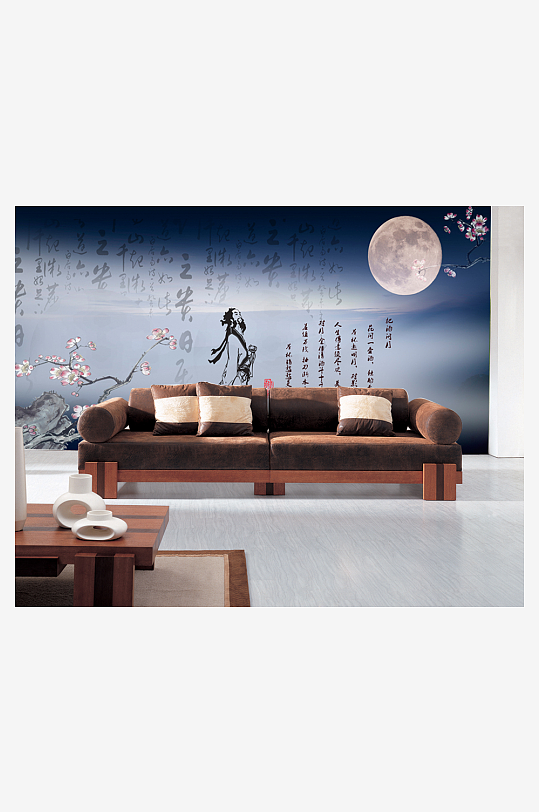 水墨山脉风景画背景墙-众图网