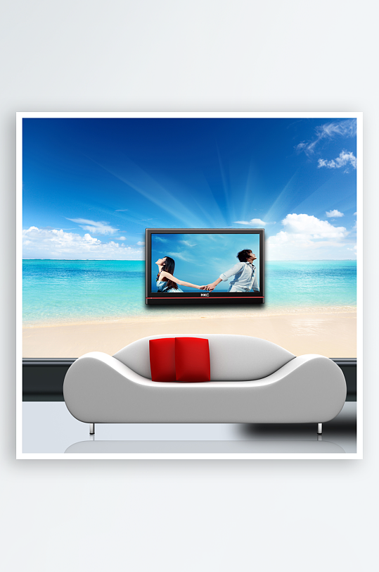 水彩唯美风景画背景墙-众图网