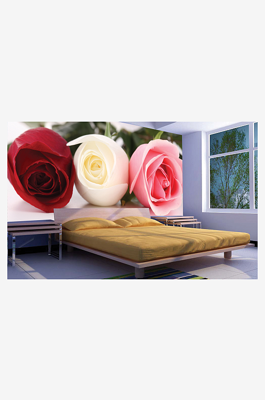 水彩唯美风景画背景墙-众图网