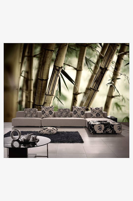 水彩唯美风景画背景墙-众图网