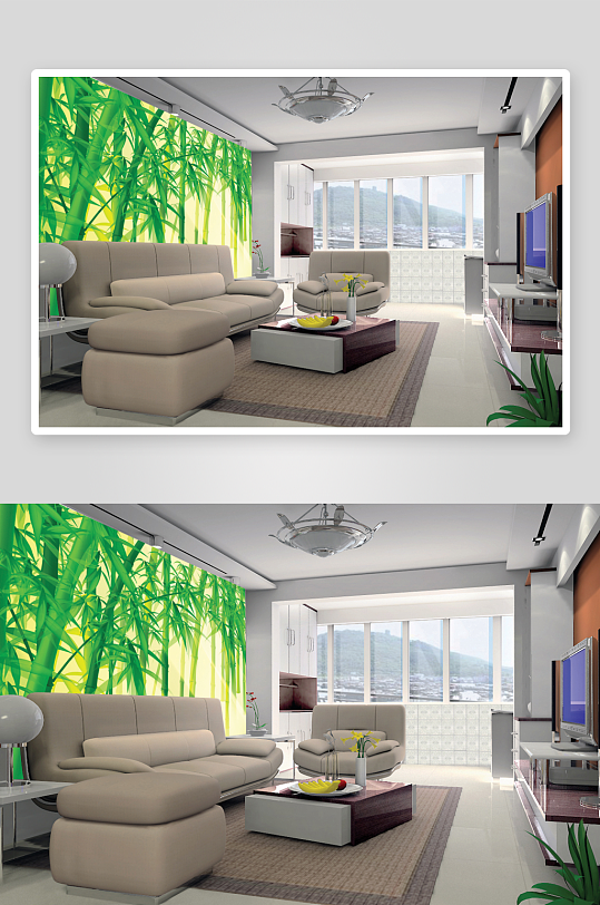 水彩唯美风景画背景墙-众图网