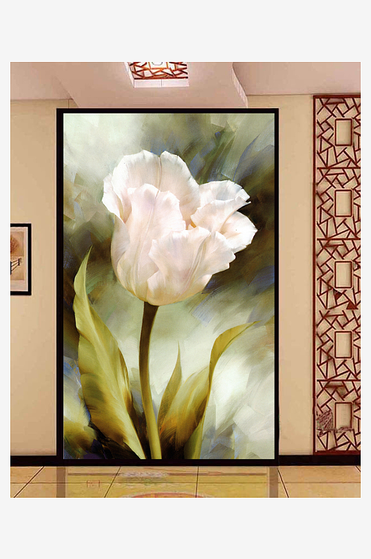 水彩唯美风景画背景墙-众图网