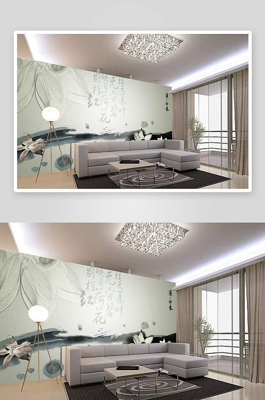 水彩风景画背景墙-众图网