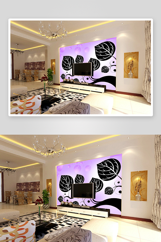 小清新花卉石子背景墙-众图网