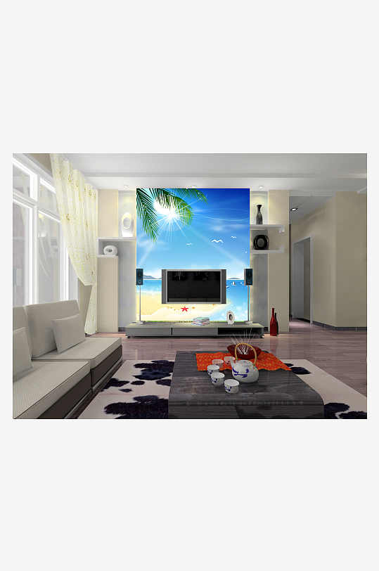 唯美风景画背景墙-众图网