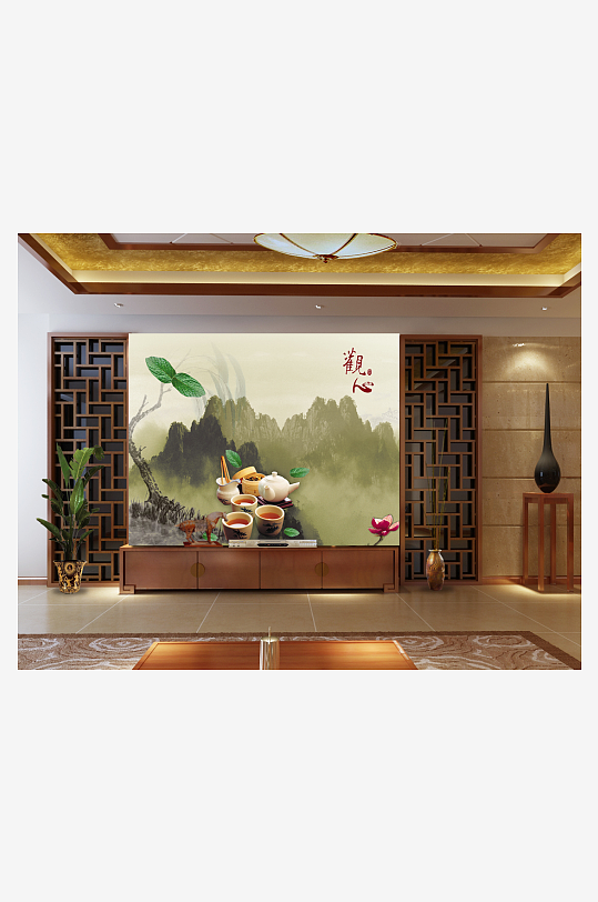 唯美风景画背景墙-众图网