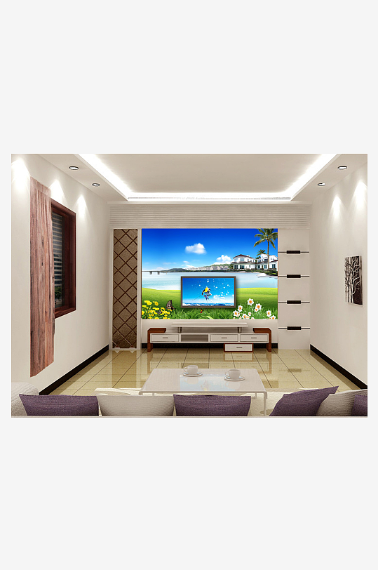 唯美风景画背景墙-众图网