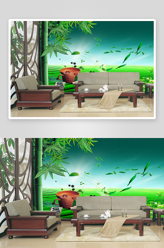 唯美风景画背景墙-众图网