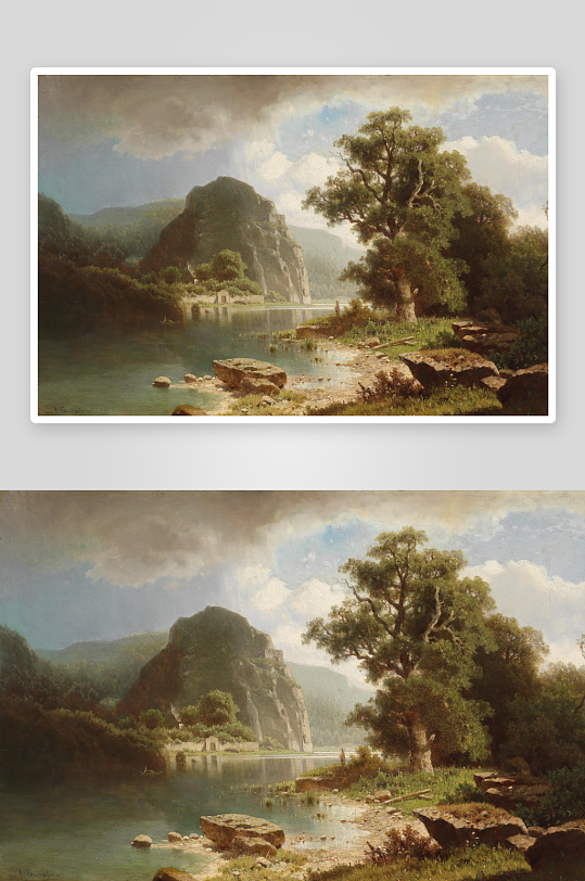 欧洲水彩油画风景画