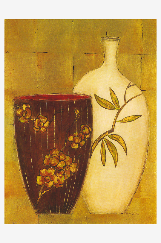 花瓶花卉植物艺术无框画装饰画