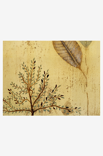 复古水彩植物花卉油画装饰画