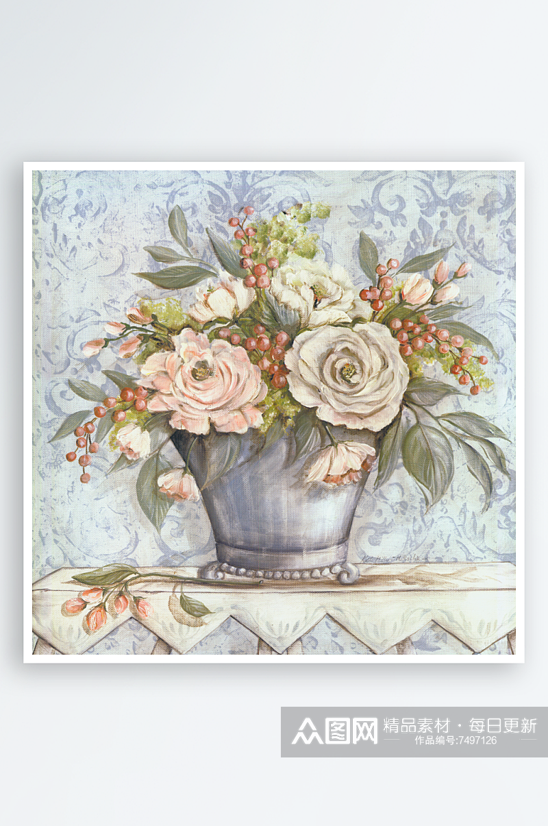 静物花卉花瓶艺术装饰画无框画素材