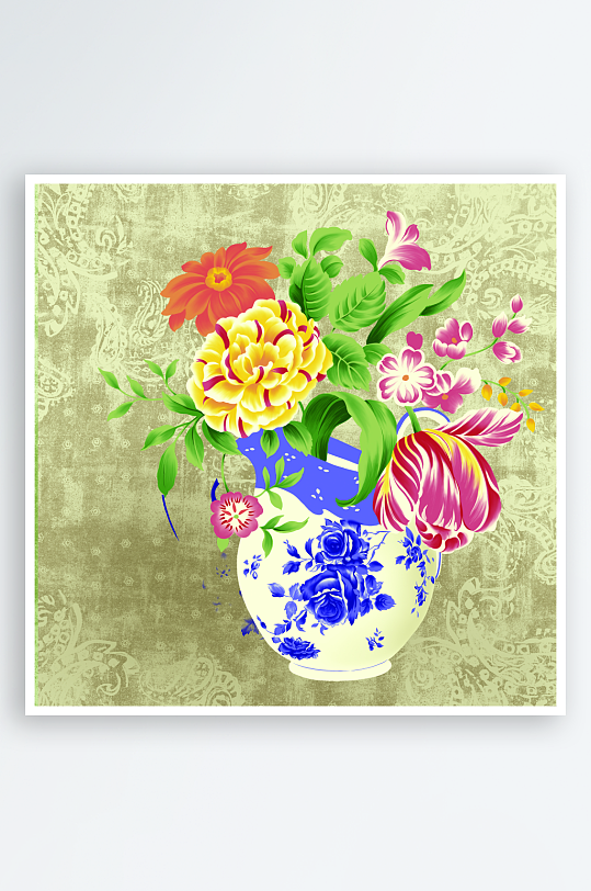 花卉花瓶复古装饰画