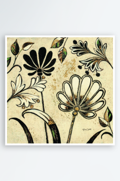 植物花卉花纹复古装饰画挂画