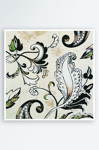 植物花卉花纹复古装饰画挂画