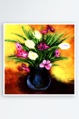 花卉花瓶静物油画装饰画