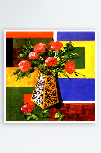 花卉花瓶静物油画装饰画