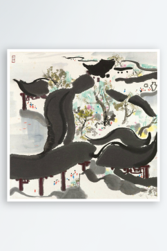 吴冠中乡村水墨风景画