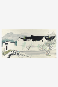 吴冠中乡村水墨风景画