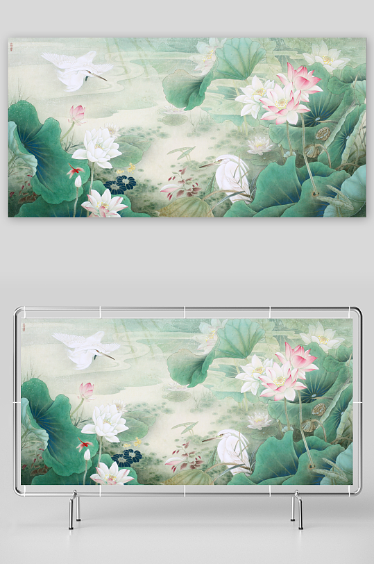 唯美莲花荷花工笔画-众图网