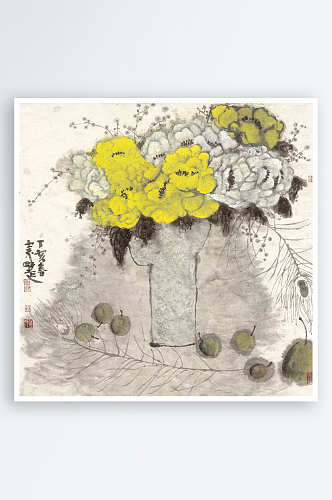 袁野静物花瓶花卉油画