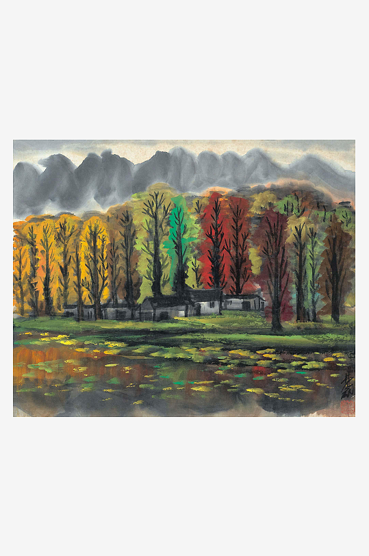 林风眠水彩风景画人物油画装饰画