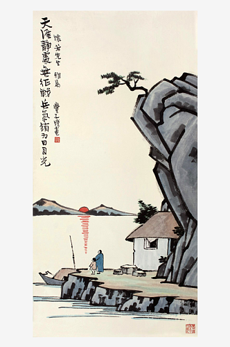 丰子恺水彩人物水墨画风景画