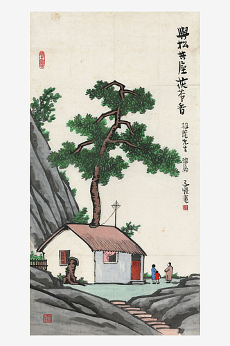 丰子恺水彩人物水墨画风景画